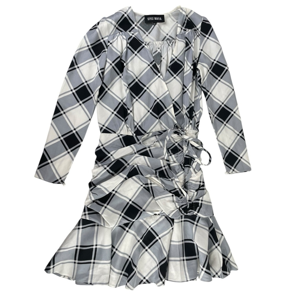 Style Mafia Black and White Plaid Mini Dress - Party Cocktail - Size XS